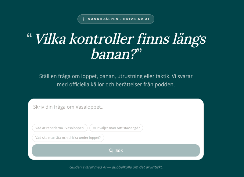 Vasahjälpen — AI-assistent för Vasaloppet